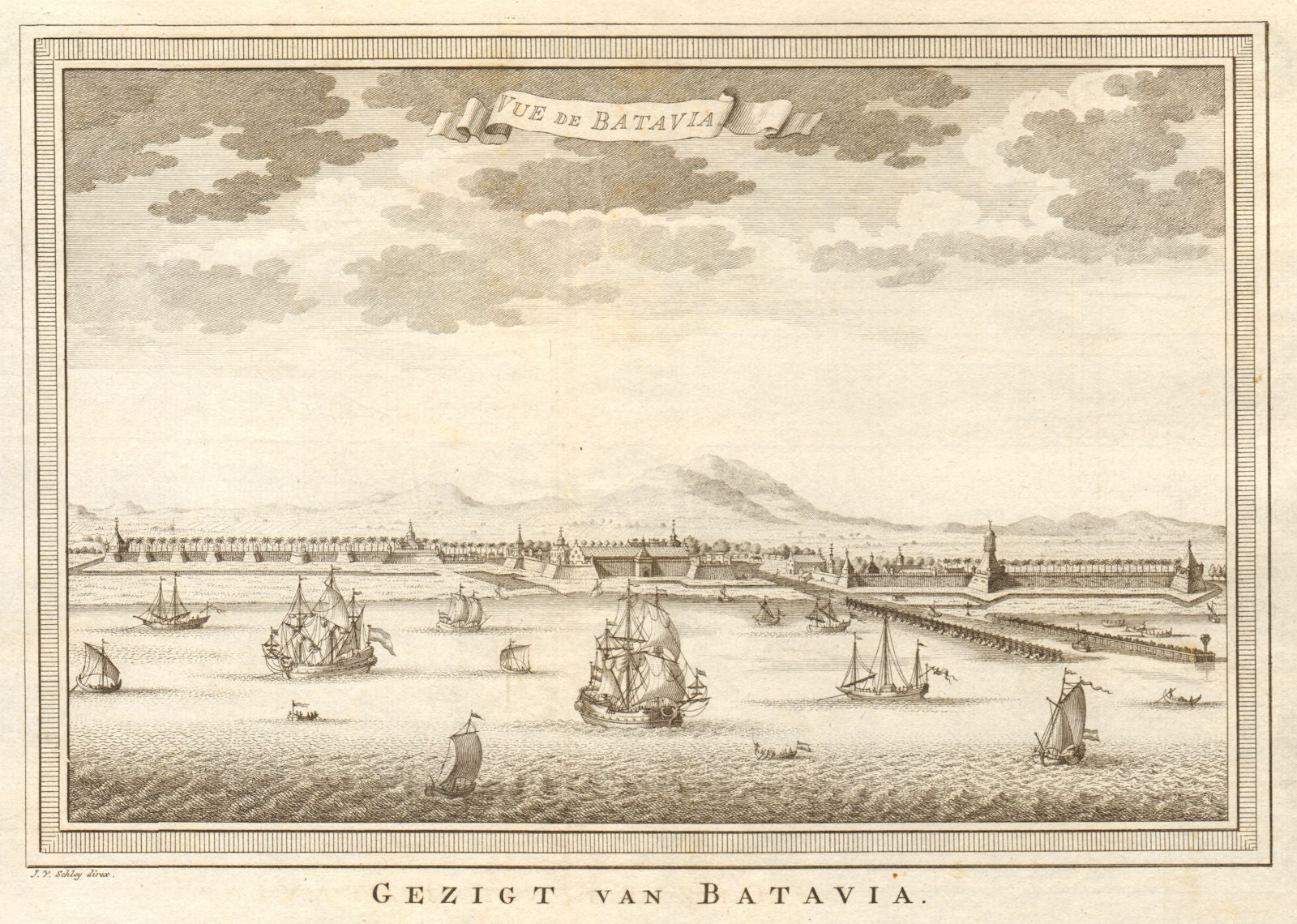 View of the city of Batavia, Dutch East Indies. Jakarta, Indonesia. SCHLEY 1753